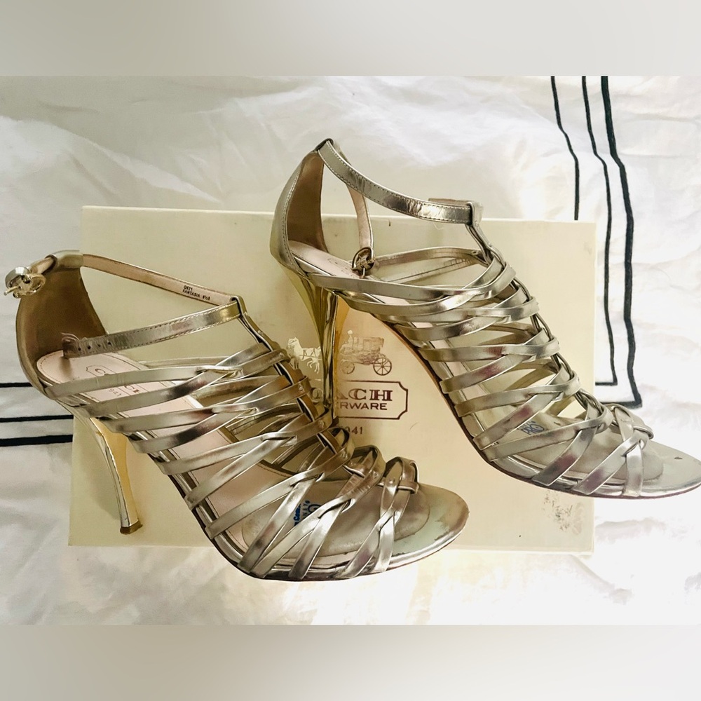 COACH Gladiator heels sandals light gold 8.5
